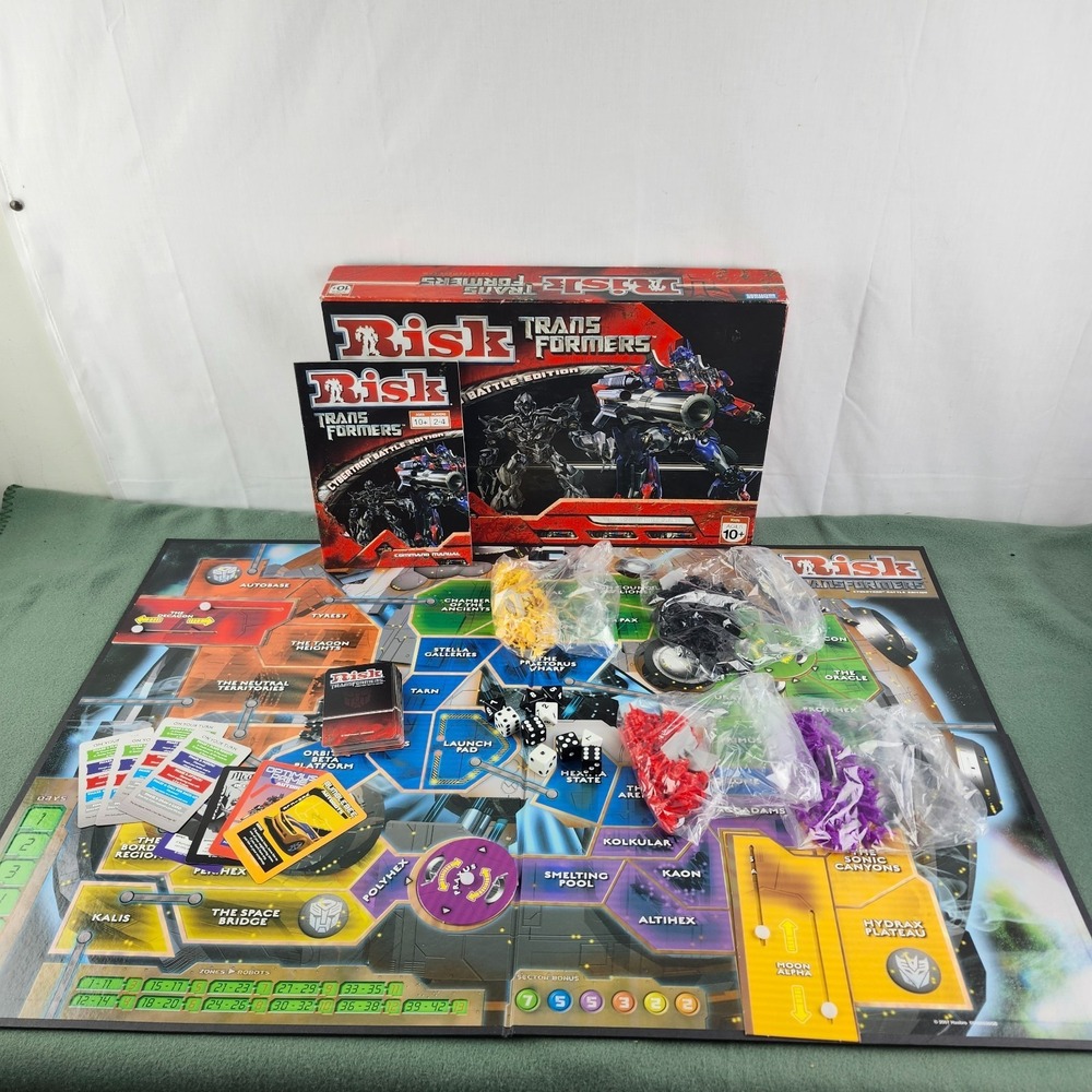 Risk Board Game Transformers Cybertron Battle Edition 2007 Parker Bros 100% Comp